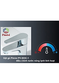 Vòi Lavabo Nóng Lạnh Pimisi PV-203C-1 Đồng Thau Mạ Xi Sáng Bóng, Dùng Cho Chậu Rửa Mặt 1 Lỗ Ở Phòng Tắm - Điều Chỉnh Nước Bằng Gật Gù Gắn Trên Bồn Chậu Rửa Treo Tường Hay Chậu Mặt Bàn Đá, Với Đầy Đủ Phụ Kiện Xi Phông Và Dây Cấp Nước | Hàng Chính Hãng