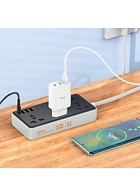 Ổ cắm điện đa năng cao cấp dây đồng chịu tải 2500W, sạc nhanh PD 30W cổng typeC + QC18W có 3*USB và 1*Type-C , dây dài 1.5m - Hàng nhập khẩu