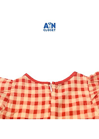 Đầm bé gái họa tiết Caro đỏ cam đũi xốp - AICDBGKVDHXQ - AIN Closet
