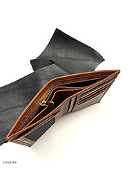 Ví Nam Đứng Nhỏ Gọn, Da Bò SÁP - Vân Tự Nhiên, Size Trung, Thiết Kế Cổ Điển, Đơn Giản - Mỏng Nhẹ, Dáng Đứng - Gập 2, Ngăn Đựng Tiền Có Khóa Kéo, Nhiều Ngăn Để Giấy Tờ Tiện Dụng