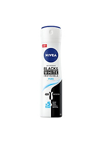 Xịt Ngăn Mùi NIVEA Black & White Ngăn Vệt Ố Vàng Vượt Trội 5in1 (150ml) - 82230