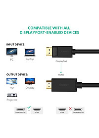 Dây cáp DisplayPort sang HDMI hỗ trợ phân giải 1920x1200 dài 1M UGREEN DP101 10238 - Hàng chính hãng