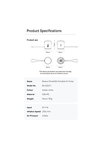 Máy Bơm Hơi – Hút Chân Không Mini Cầm Tay Baseus PocketGo Portable Air Pump 230L/min Pin 1600mah Tích Hợp Đèn - Hàng Chính Hãng