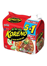 Thùng 6 Lốc Mì ăn liền Koreno Vị Bò Cay Lốc 5 +1 gói