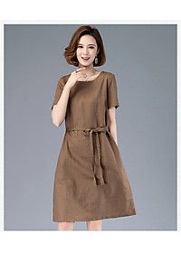 Đầm suông trung niên hoa lá, đầm form rộng da149