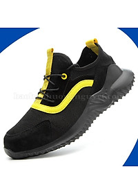 Giày bảo hộ lao động JB905 dáng thể thao siêu nhẹ màu vàng đen ,có mũi thép chống va đập, đế lót thép chống đâm xuyên