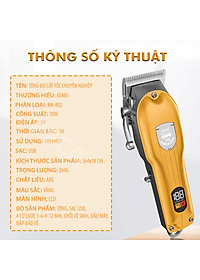 Tông đơ cắt tóc chuyên nghiệp KEMEI KM-802 công suất mạnh mẽ 10W có màn hình LCD hiển thị thông minh, sử dụng sạc USB sạc nhanh pin trâu 3h, tăng đơ, tondor dùng cho gia đình, salon tiệm tóc barber - hãng phân phối chính thức