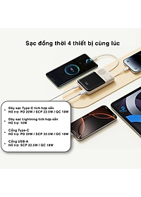 Pin dự phòng sạc nhanh ROCK P99 PD 22.5W 20000mAh có cáp tích hợp , hàng chính hãng bảo hành 1 năm