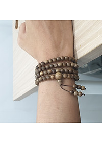 Vòng tay trầm hương tràng 108 hạt Tốc SƠN MỘC HƯƠNG tặng 1 mốc khóa SMH