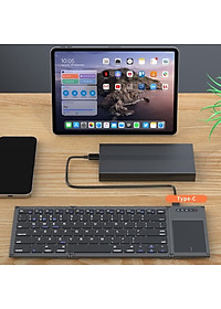 Bàn phím Gấp gọn không dây Bluetooth B66T - Tích hợp Touchpad - pin sạc TypeC- có hàng phím F1-F12 hàng nhập khẩu