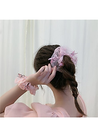 Dây buộc tóc Scrunchies đính bướm nổi dễ thương HD85