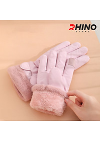 Găng tay Nữ giữ ấm lót lông cừu, chống gió Rhino G9022 cảm ứng điện thoại, đi xe máy
