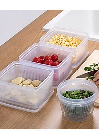 Set hộp thực phẩm 2 lớp bảo quản tủ lạnh, dùng được trong lò vi sóng Nakaya 1.1L - Hàng nội địa Nhật Bản (#Made in Japan)