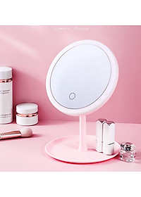Gương Tròn Soi Trang Điểm Để Bàn Có Đèn Led Thông Minh Tích Điện Siêu Hot- Thiết Kế Hiện Đại- Hàng Chính Hãng MINIIN
