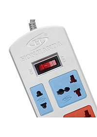 Ổ Cắm Điện Honjianda Loại 5 Ổ Có 2 Cổng USB - HJD-0436B-2U (Dây Dài 3m) - Giao màu ngẫu nhiên