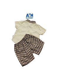 Bộ quần áo ngắn bé trai họa tiết Gile caro nâu - AICDBTA7SUFP - AIN Closet