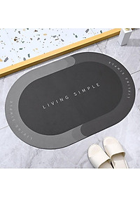 Thảm lau chân Silicon Hình Elip lót cửa chùi chân, siêu thấm hút, chống trượt cho phòng tắm (60x40cm)