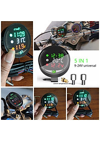 Đồng hồ báo giờ xe máy 3in1 CTR, báo nhiệt độ, vôn ắc quy mẫu mới loại tốt gắn các loại xe hàng cao cấp, phụ kiện xe máy