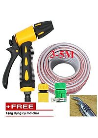 Bộ dây vòi xịt nước rửa xe, tưới cây . tăng áp 3 lần, loại 3m, 5m 206319P cút sập,nối vàng+ tặng mở chai