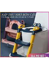 Nắp thu nhỏ bồn cầu cho trẻ, có thang và tay vịn chắc chắn, gấp mở gọn gàng