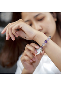 Vòng phong thủy Thạch anh tím mix Thạch anh ưu linh tím VT085