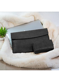 Bao da túi da cặp chống sốc, chống nước dành cho máy tính laptop, surface kèm ví đựng sạc chuột - Hàng chính hãng
