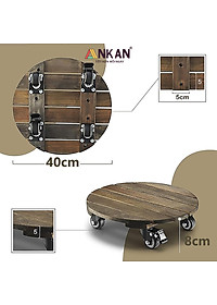 Đế Lót Chậu Cây Có Bánh Xe Cao Cấp ANKAN Hình Vuông Màu Đen 35x35Cm, Tải trọng 150 Kg, Di Chuyển Chậu Cây Nặng Dễ Dàng, Êm Ái