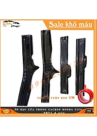 Ốp bậc cửa vân cacbon, vân titan dành cho xe Honda City 2021 tặng kèm 1 cuộn kem 3M siêu dính