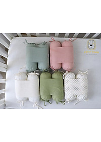 Combo Set Đồ Sơ Sinh 4 Món Vải Xô Muslin (Gối Chống Bẹp Đầu, Gối Chặn, Gối Ôm, Khăn Ủ)