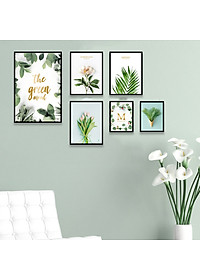 Bộ Khung Ảnh Hoa Lá Treo Tường Tặng Kèm bộ ảnh như hình mẫu, đinh treo tranh và sơ đồ treo PGC230