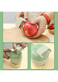 Máy xay mini cầm tay 3 trong 1 (máy xay nghiền tỏi ớt, rau củ, sinh tố;, máy nạo gọt hoa quả; máy cắt sợi, thái lát đồ ăn) dễ dàng vệ sinh - Chính hãng MINIIN (Giao màu ngẫu nhiên)