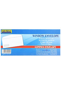 Bao Thư Toppoint Trắng Cửa Sổ Có Keo 10.8 x 23.5 cm (50 Cái/Lốc)
