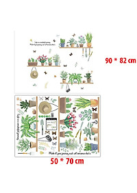 Decal giấy dán tường kệ xương rồng  XL7249