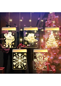 Dây Treo Đèn LED 3D Hình Cây Thông, Chuông Trang Trí Giáng Sinh, Noel, Năm Mới