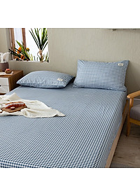 Bộ Ga Gối Cotton Tici Kẻ LIDACO Cao Cấp - Caro Xanh