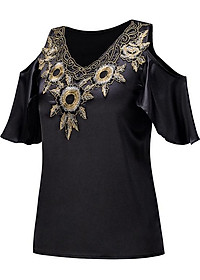 Áo trễ vai nữ thiêu hoa dành cho người mập