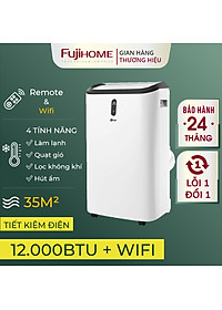 Điều hoà di động 12.000BTU FUJIHOME dùng cho phòng 30m2, máy lạnh đứng di động mini có điều khiển từ xa không cần lắp đặt sử dụng app hút ẩm giao…