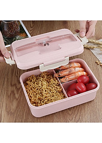 Hộp Cơm Văn Phòng Giữ Nhiệt Tiện Ích Hiện Đại 3 Ngăn Kèm Bộ Đũa Thìa INOX – Chất Liệu Lúa Mạch An Toàn Cho Sức Khỏe – Hàng Chính Hãng MINIIN