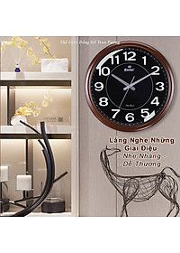 Đồng Hồ NHẠC CHUÔNG Báo Giờ Có 16 Điệu NHẠC GÕ - Máy Kim Trôi EASTAR Nhật - SỐ NỔI 3D - Mặt TRÒN Viền NÂU - Tặng Pin Maxell