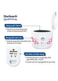 Nồi Cơm Điện BlueStone RCB-5525, 1.8Lit-700W, Hàng Chính Hãng