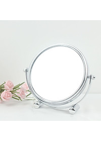Gương trang điểm phóng đại 3 lần, xoay 360 độ, 2 mặt siêu nét, để bàn, Inox 304, Size 18cm, 20cm, Minh House G31