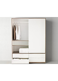 TỦ QUẦN ÁO GỖ CÔNG NGHIỆP 2 CÁNH CỬA LÙA OHAHA - CL010