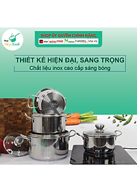 Bộ 4 nồi inox Fivestar 3 đáy bếp từ , inox 430 , nắp kính ( tặng 1 vá canh )
