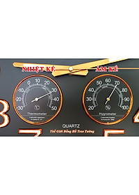 Đồng Hồ Treo Tường DECOR Trang Trí Nhà Hình Tròn Viền Mỏng 38cm EASTAR - Bộ Kim Số DẠ QUANG và NHIỆT ẨM KẾ TỰ ĐỘNG - Tặng Pin Maxell