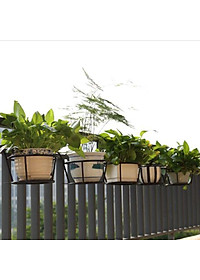 Giá kim loại để chậu hoa, cây cảnh mini có móc treo ban công tiện lợi - ĐEN