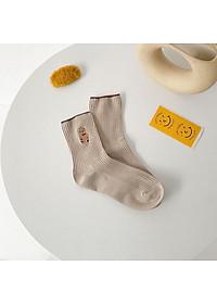 Tất bèo nữ cổ cao, vớ cổ cao vải cotton thêu hình chú Gấu Teddy phong cách thời trang Hàn Quốc - TD68 