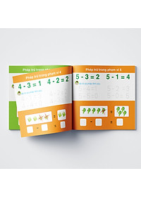 Combo 4 cuốn Sách tự xóa: Nét bút đầu tiên - Phép trừ - Phép so sánh - Toán Tư duy (tặng kèm bút)