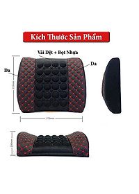 Đệm Tựa Lưng Massage bọc da trên xe oto- Màu Đen Chỉ Đỏ