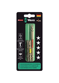 Bộ mũi vít 2 đầu 4 cạnh cho máy khoan bắt vít 851/23 BiTorsion Impaktor phủ kim cương PH2 x 65mm và PH2 x 110mm, 3 cái, Wera 05344490001
