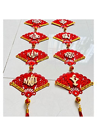 Set 2 Dây Liễn 8 Quạt Treo Trang Trí Tết Vạn Sự Như Ý - Chúc Mừng Năm Mới